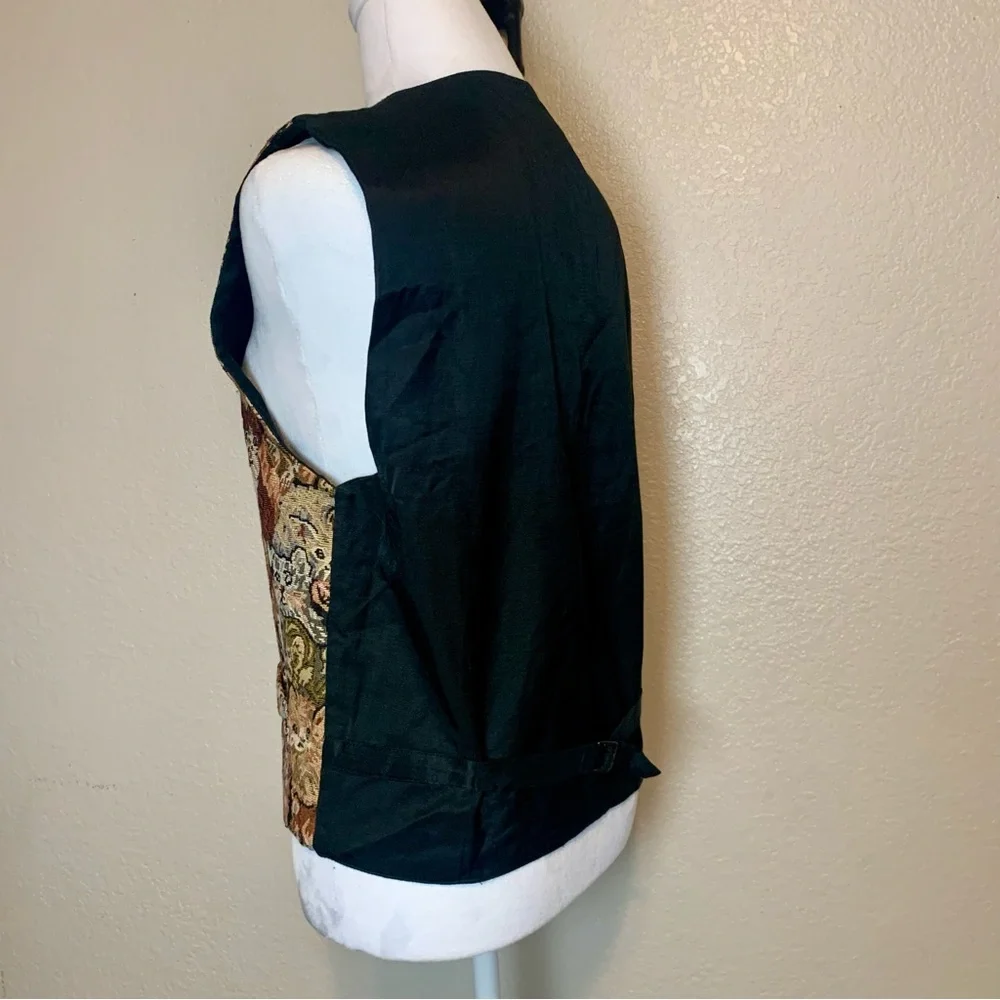 Tapestry Cat Vest Brown Black Tan Size Large